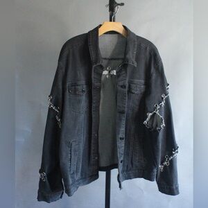 Charcoal Distressed Jean Jacket from Fashion Nova